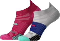 BROOKS Ghost Lite No Show Sock 2-Pack (612 - Pink/Salt & Light Grey/Salt)
