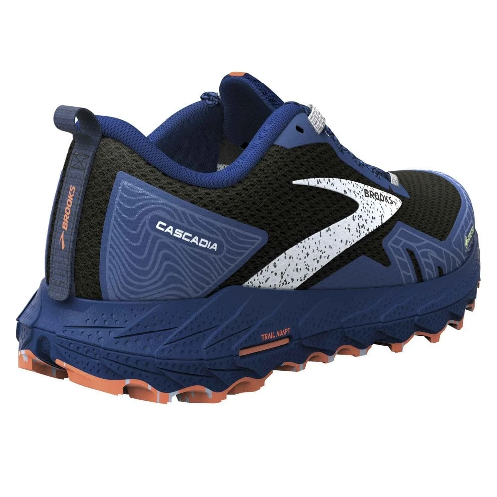 Cascadia 17 GTX Mens Waterproof Trail Running Shoes Black/Blue/Firecracker